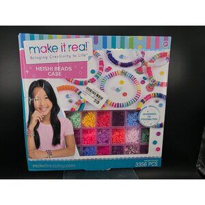 Make It Real Heishi Beads Craft Case Set 3356 Pcs Elastic Cord & Charms DIY Kit